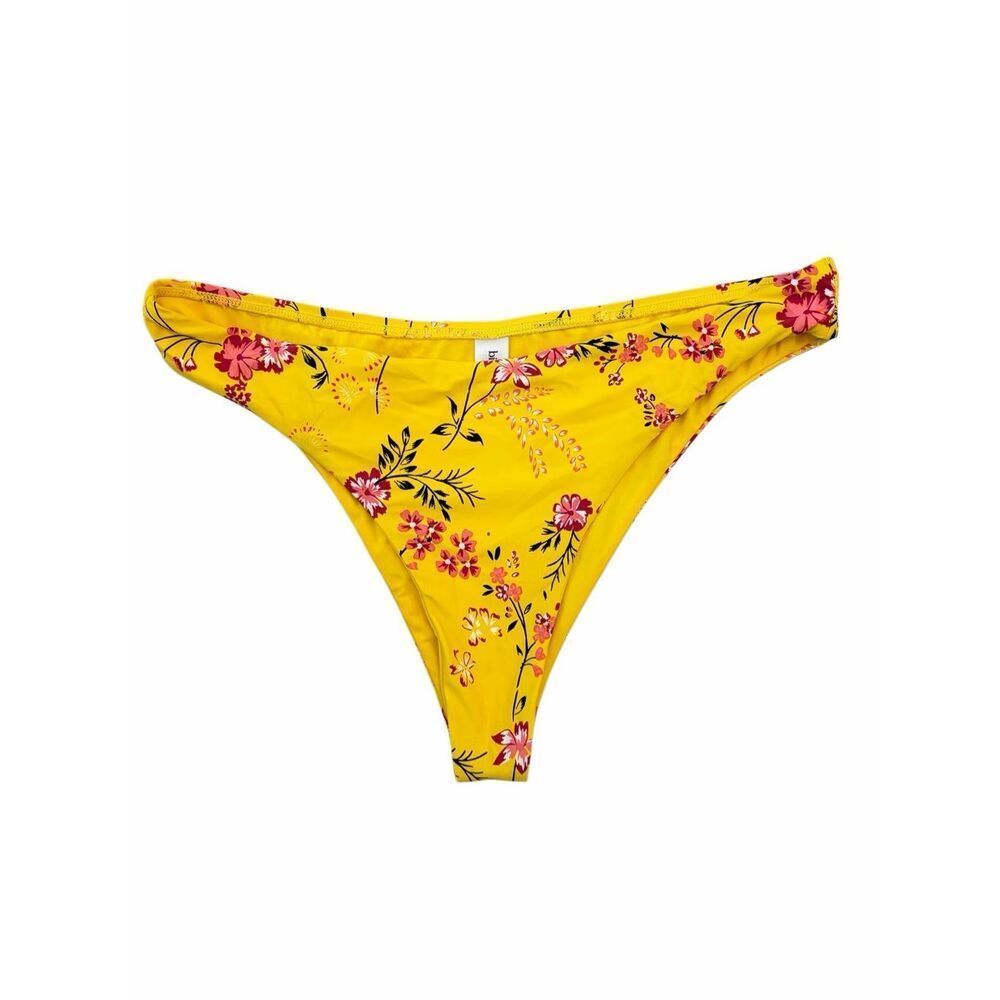 Birdsong Yellow Floral Bikini Set Underwire Halter Top 36D Bottom L - Picture 6 of 12